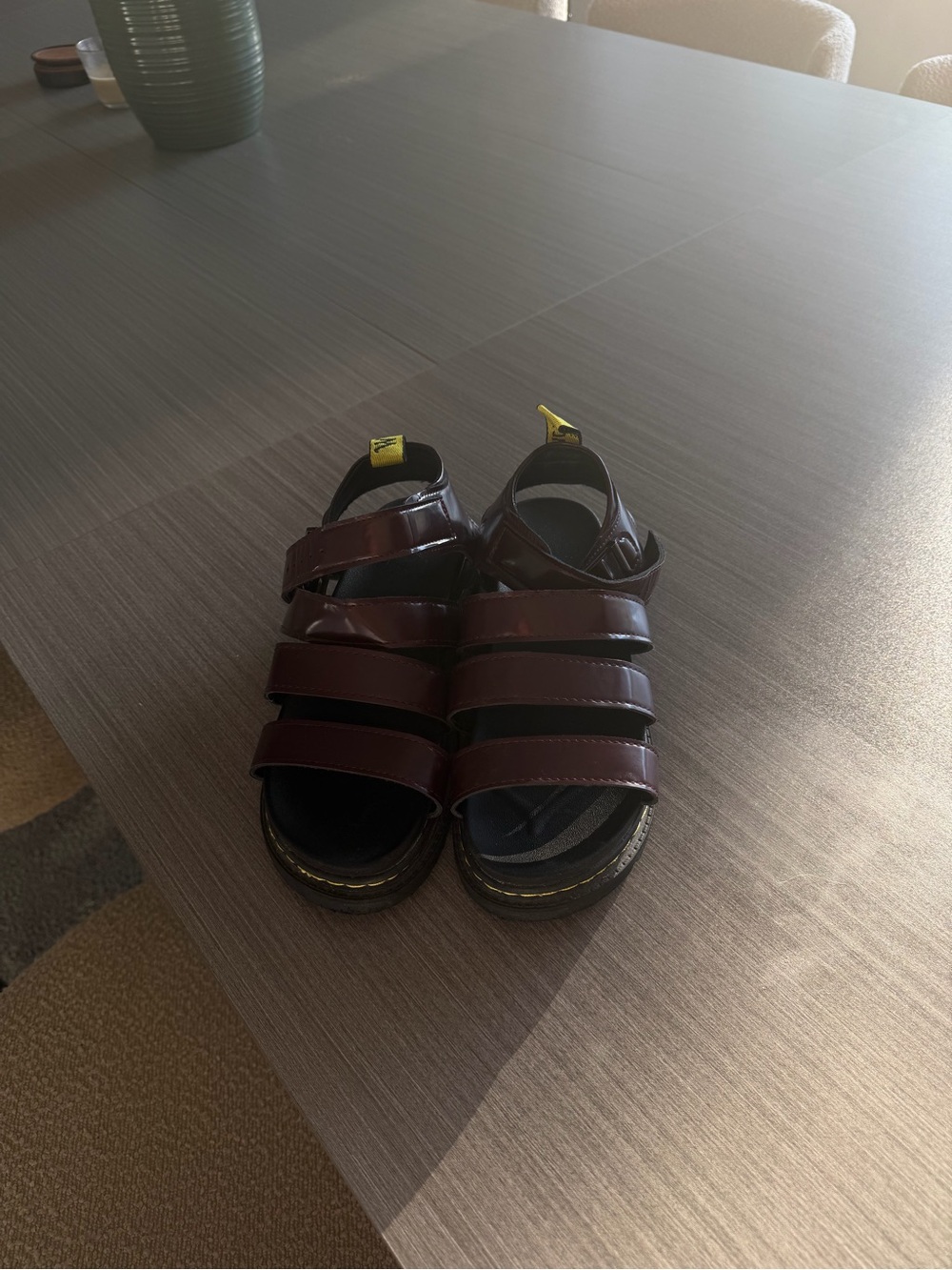 Dr. Martens Women's Burgundy Triple-Strap Sandals